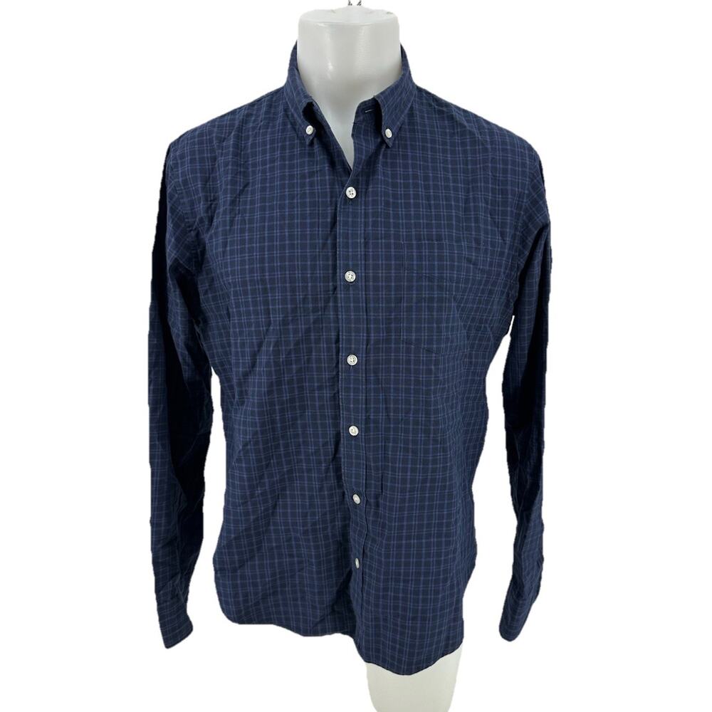Bonobos Large Men Slim Fit Button Up Shirt Long Sleeve Plaid Blue 11-2k